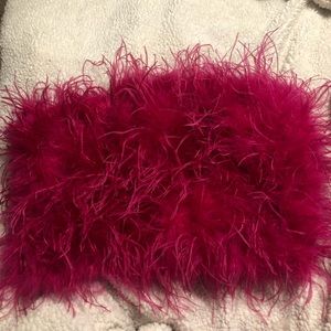 Furry crop top camis women ostrich feather bustiers tank tunic vest